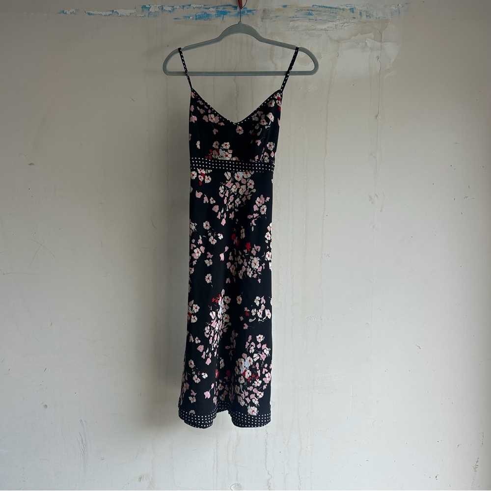 Mlle Gabrielle Black and Pink Floral Midi Dress